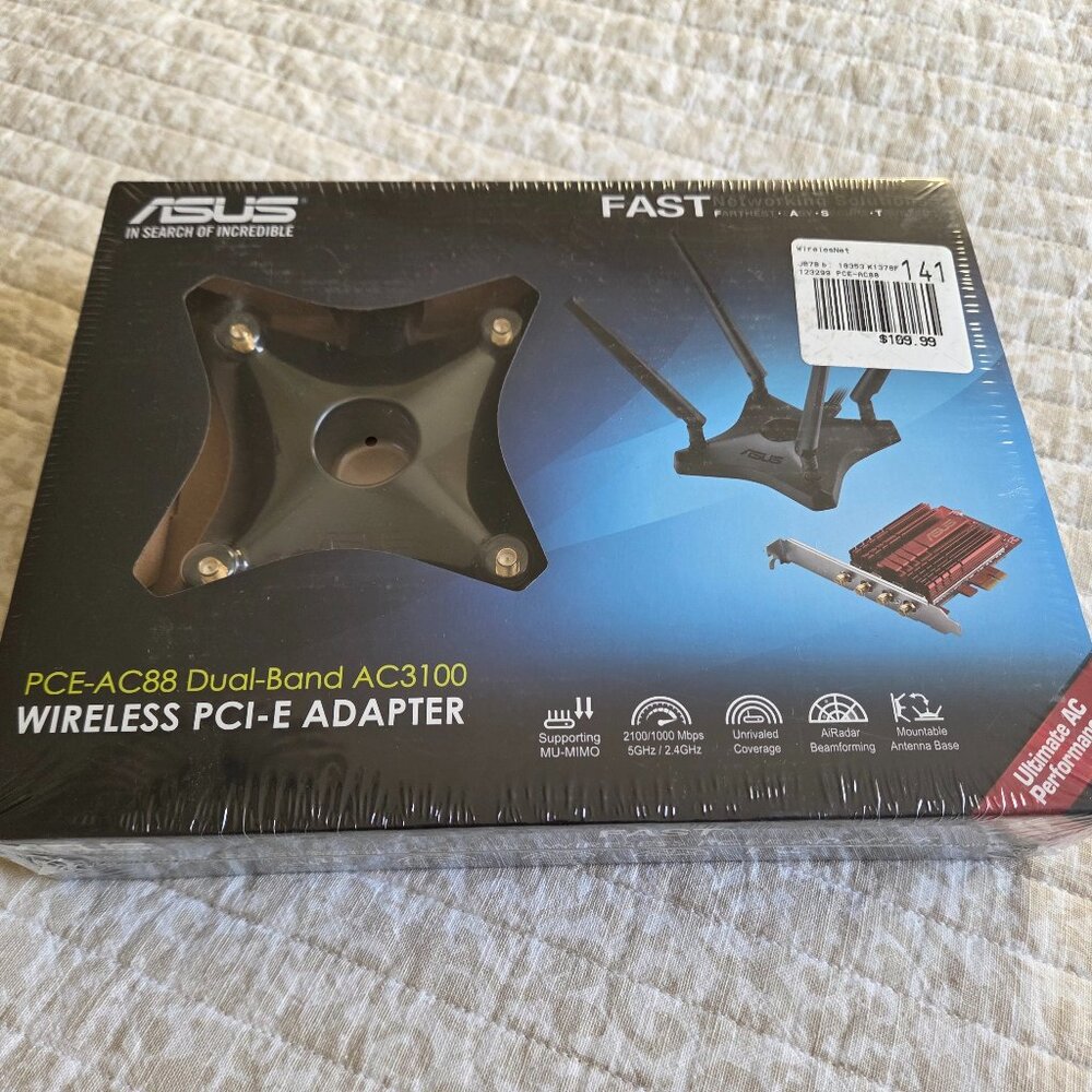 ASUS PCE-AC88 Dual-Band AC3100 Wireless PCI-E Adapter - New In Box ! Sealed !